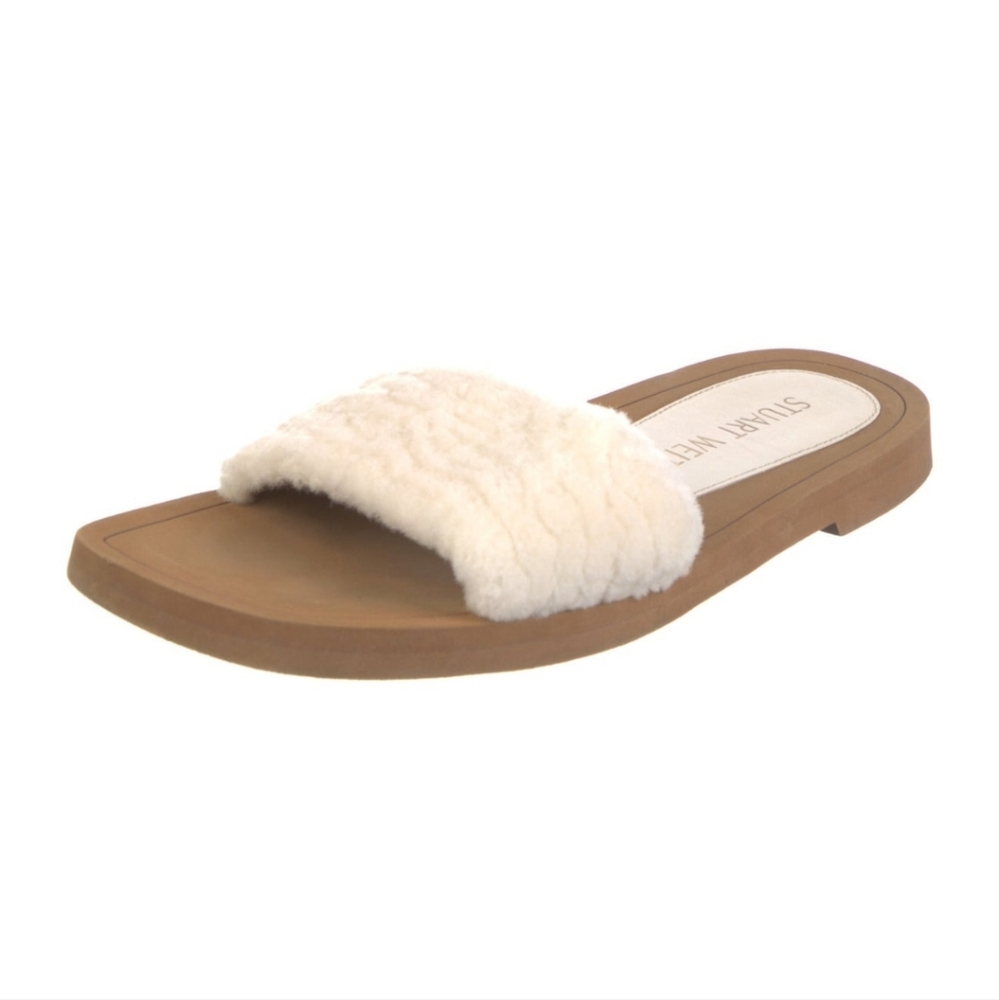 Stuart Weitzman Shearling Slides EUC 8.5-9 EU 39